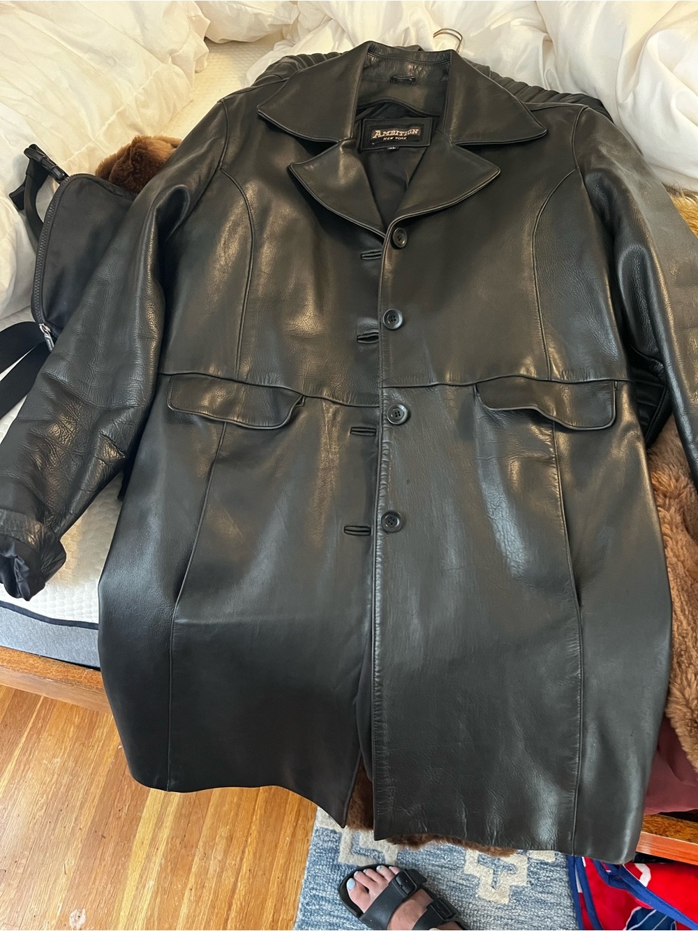 Classic Black Leather Coat - vintage Ambition New York
